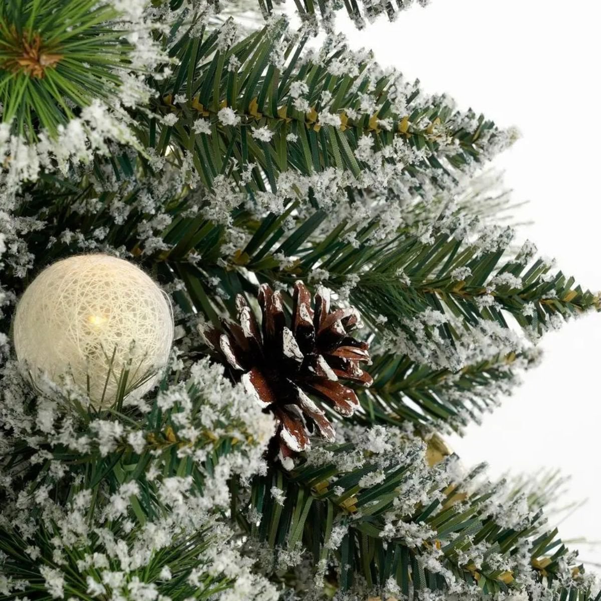 Pack Noël 2 Kaprun Blanc Chaud 60cm Sapin + Guirlande + Couronne Ronde