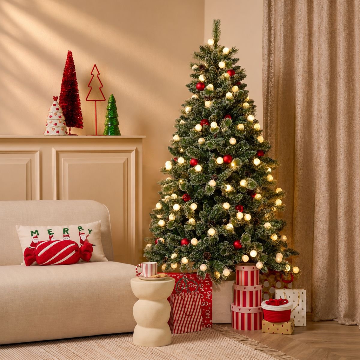 Sapin de Noël artificiel Kaprun Blanc Chaud 180 cm
