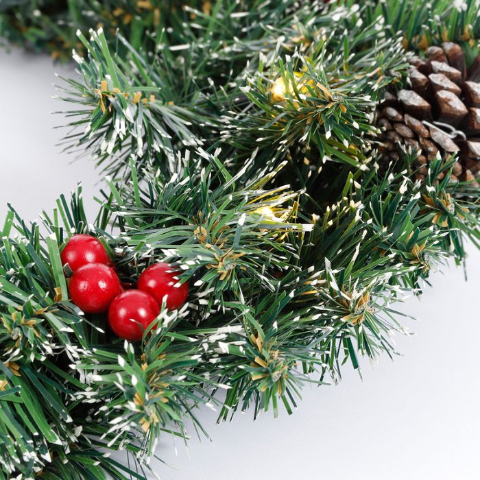 Pack Noël Creston Vert 90 cm Sapin + Guirlande + Couronne
