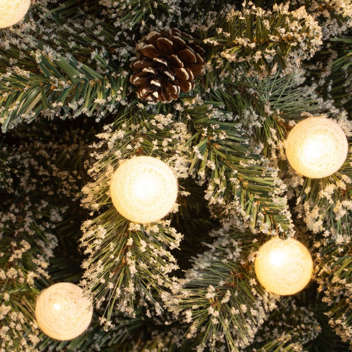 Pack Noël 2 Kaprun Blanc Chaud 180cm Sapin + Guirlande + Couronne Ronde