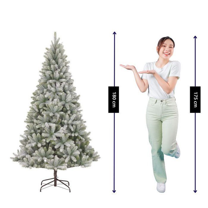 Pack Noël Nagoya Vert Neige 180 cm Sapin + Guirlande + Couronne