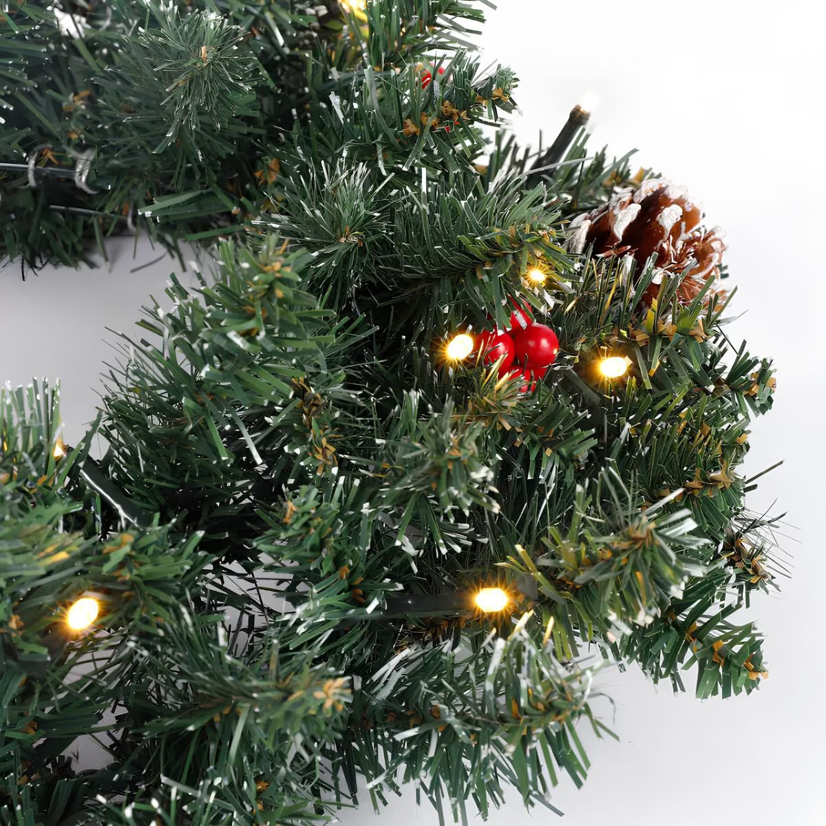 Pack 2 Sapins de Noël 90 cm + Couronne Ø45 cm artificiel Creston Vert