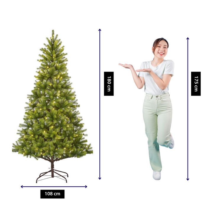Pack Noël Nagoya Vert 180 cm Sapin + Guirlande + Couronne