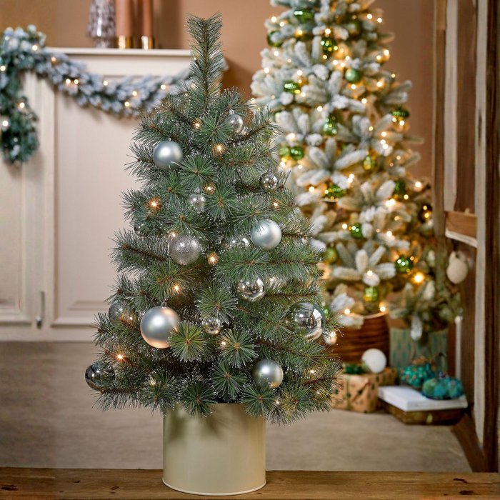 Pack Noël Glendon Vert 90 cm Sapin + Guirlande + Couronne