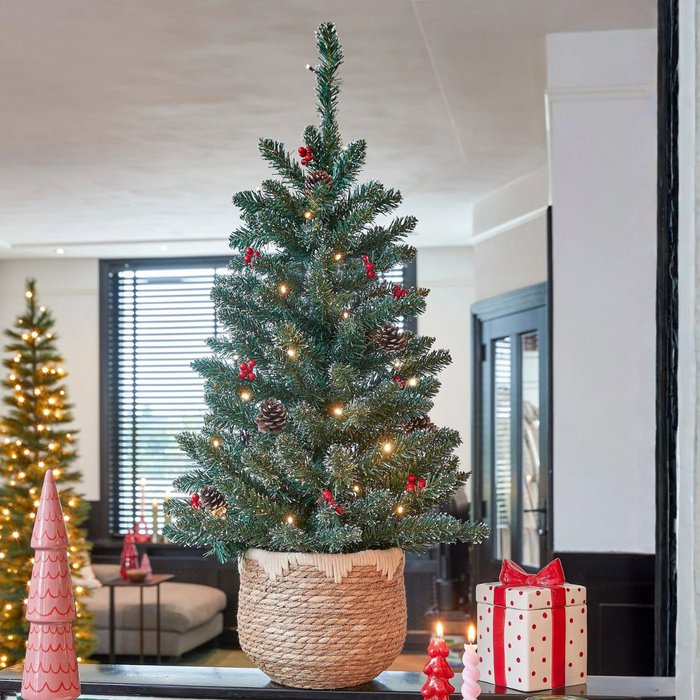 Pack Noël Creston Vert 90 cm Sapin + Guirlande + Couronne
