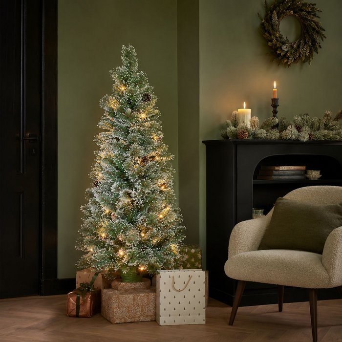 Pack Noël Vandans Blanc Chaud 120 cm Sapin + Guirlande + Couronne