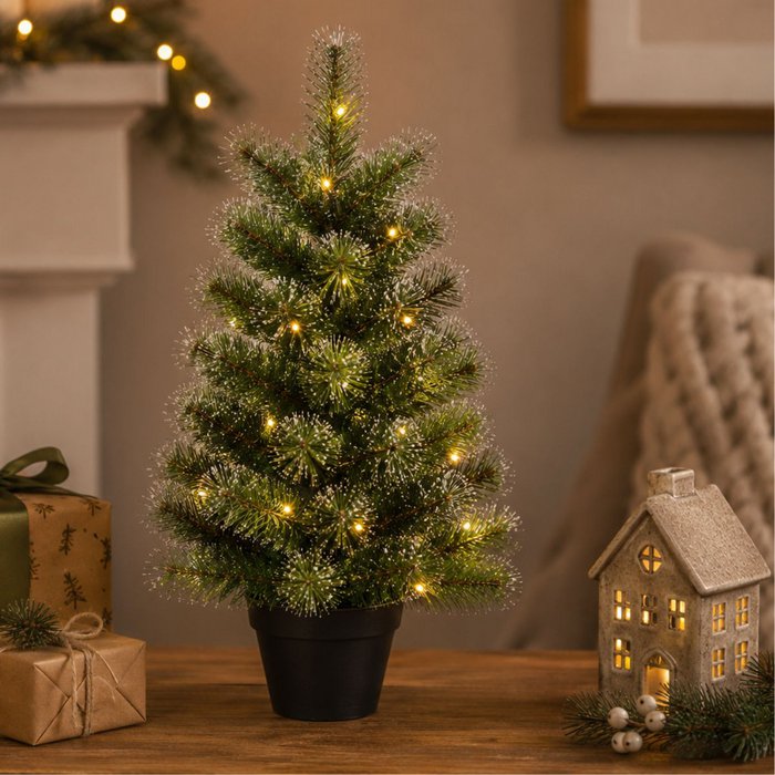 Pack Noël Glendon Vert 90 cm Sapin + Guirlande + Couronne