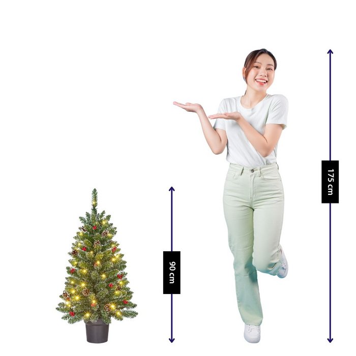 Pack Noël Creston Vert 90 cm Sapin + Guirlande + Couronne