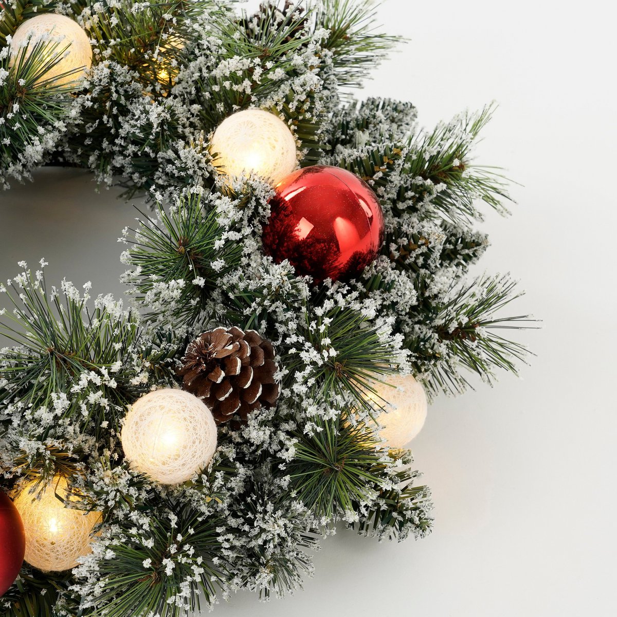 Pack Noël 2 Kaprun Blanc Chaud 180cm Sapin + Guirlande + Couronne Ronde