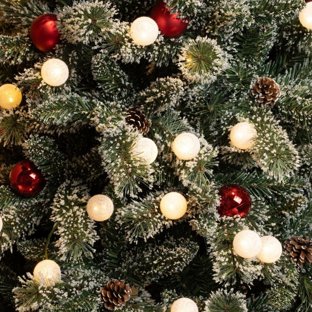 Pack Noël 2 Kaprun Blanc Chaud 180cm Sapin + Guirlande + Couronne Ronde