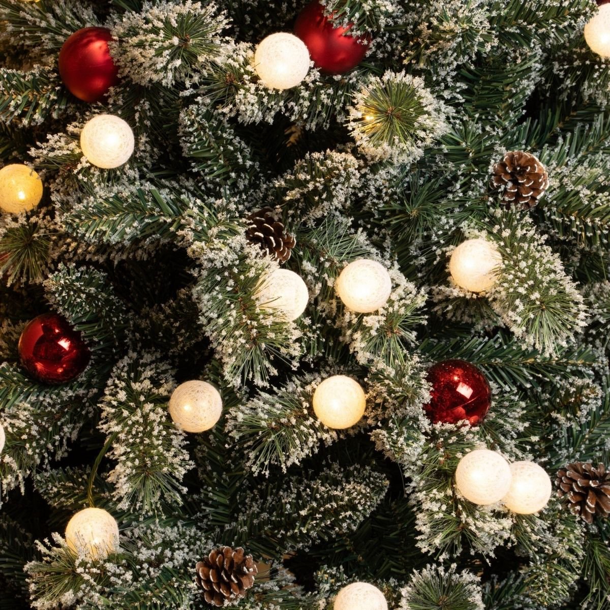 Pack Noël 2 Kaprun Blanc Chaud 180cm Sapin + Guirlande + Couronne Ronde