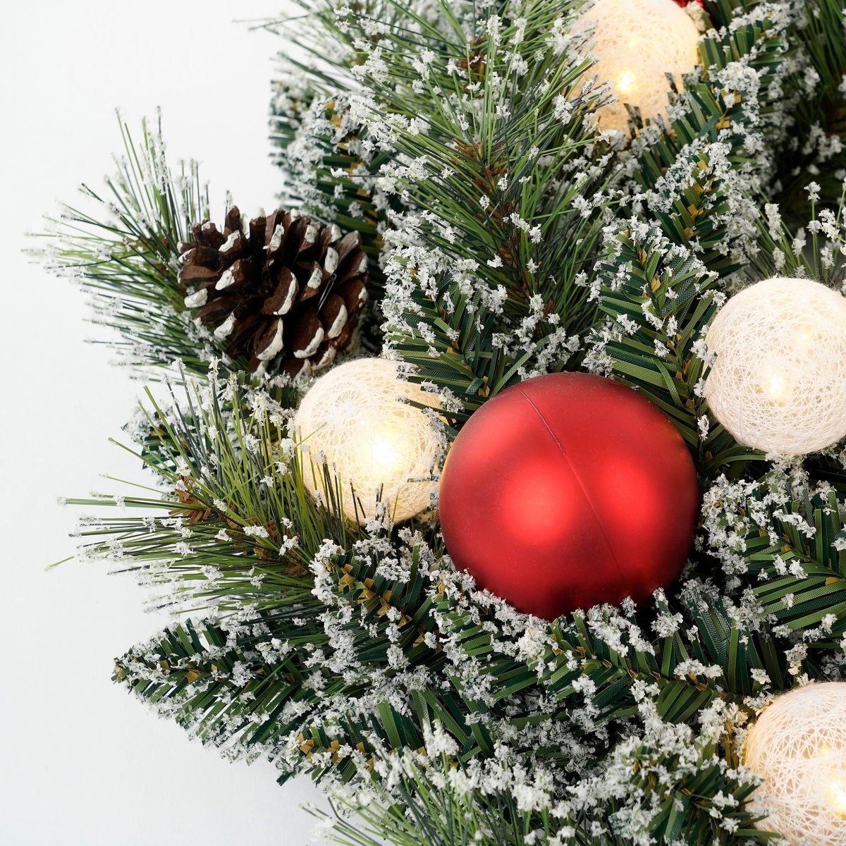 Pack Noël 2 Kaprun Blanc Chaud 60cm Sapin + Guirlande + Couronne Ronde