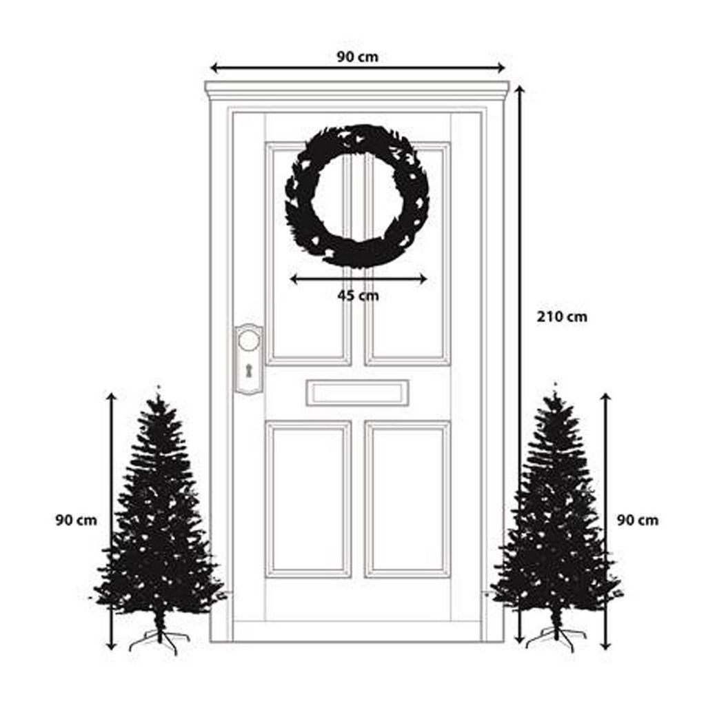 Pack 2 Sapins de Noël 90 cm+ Couronne artificiel Ø45 cm Glendon Vert