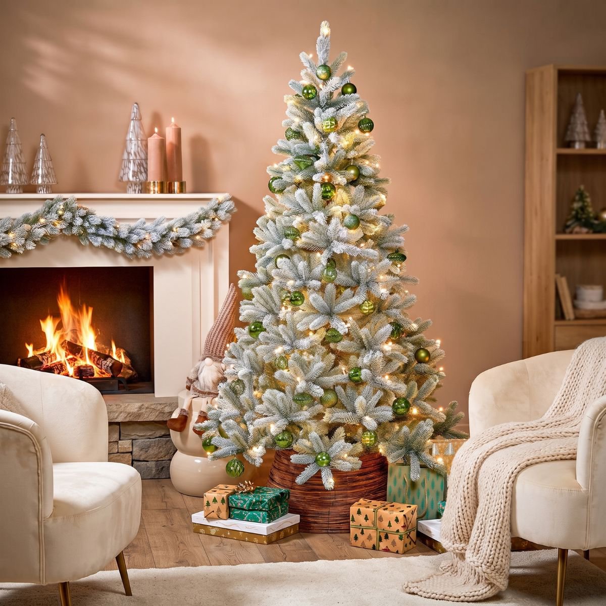 Sapin de Noël artificiel Nagoya Vert Neige 180 cm