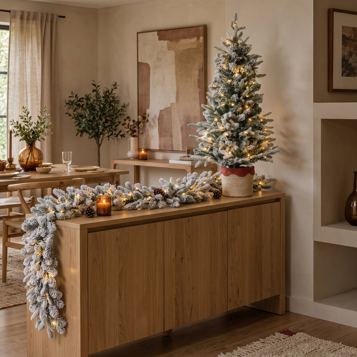 Pack Noël Grimshaw Blanc Chaud Sapin 90 cm + Guirlande 270 cm