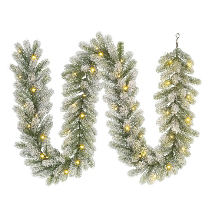 Pack Noël Nagoya Vert Neige 210 cm Sapin + Guirlande + Couronne