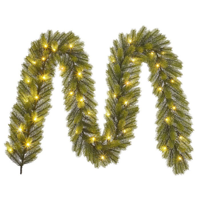 Pack Noël Nagoya Blanc Chaud 120 cm Sapin + Guirlande + Couronne