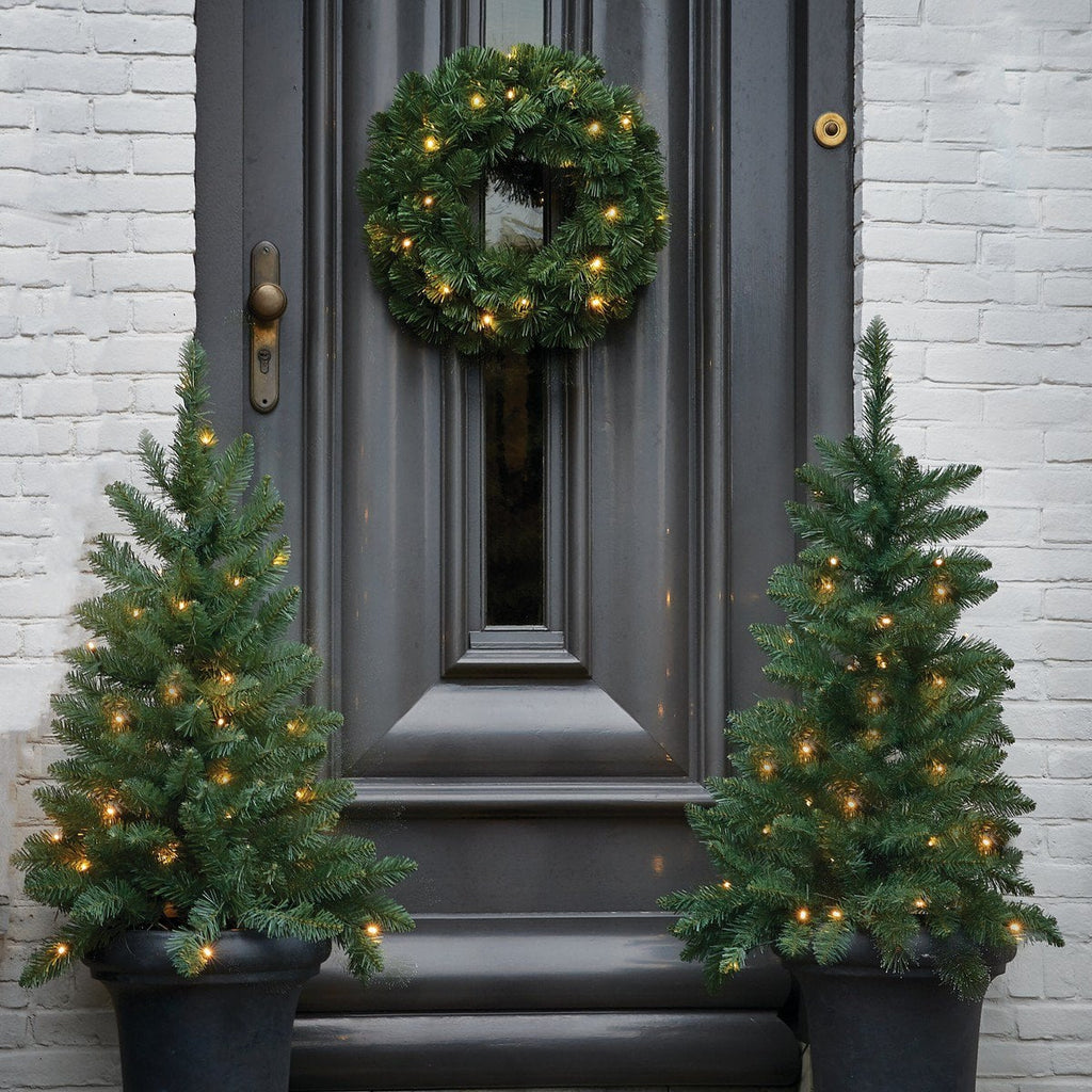 Pack 2 Sapins de Noël 90 cm + Couronne Ø45 cm artificiel Norton vert