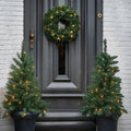Pack 2 Sapins de Noël 90 cm + Couronne Ø45 cm artificiel Norton vert