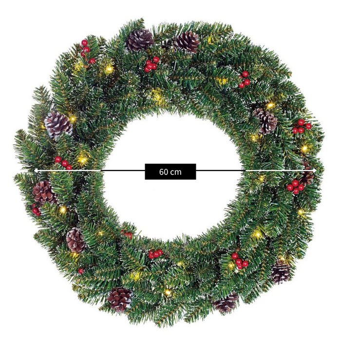 Pack Noël Creston Vert 90 cm Sapin + Guirlande + Couronne