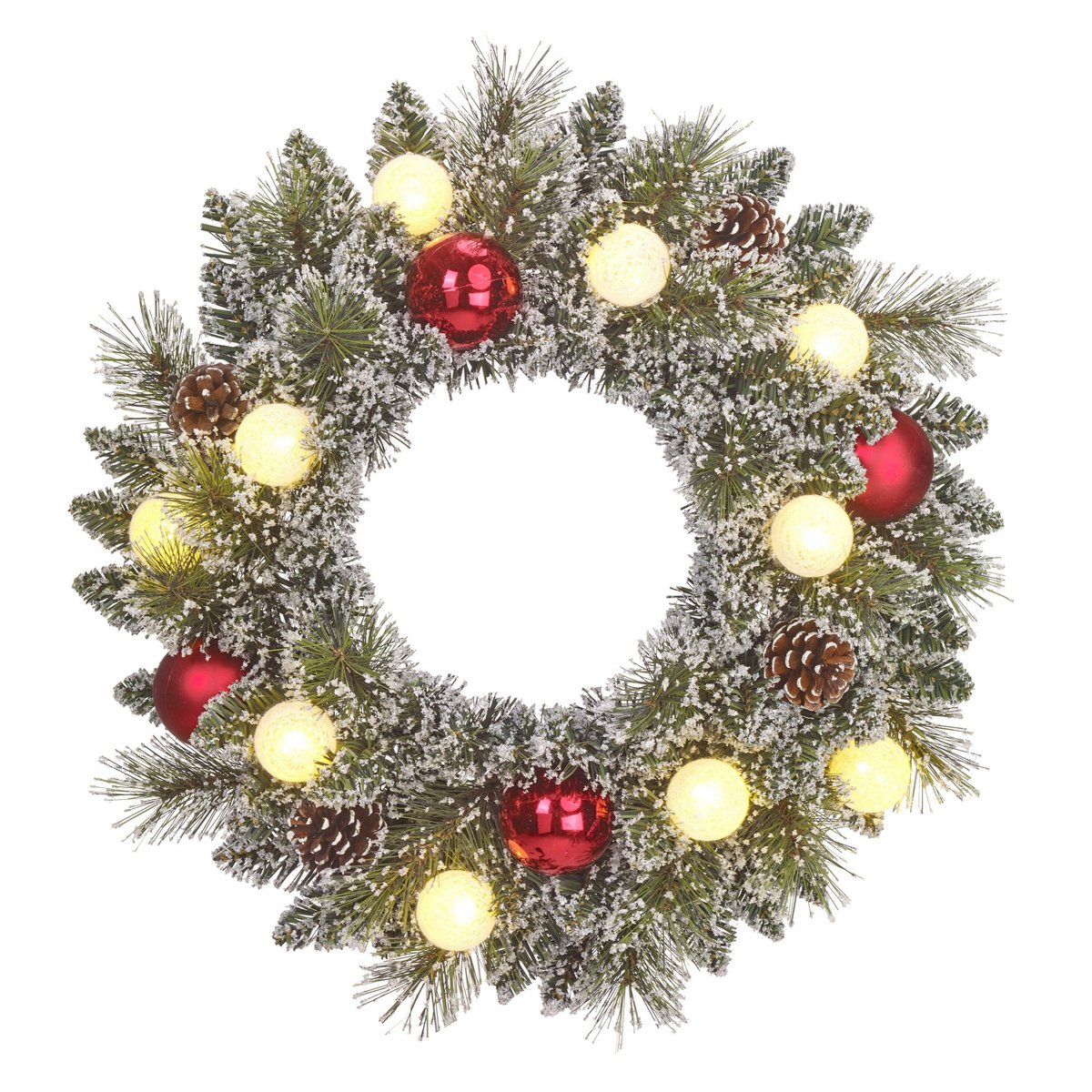 Pack Noël 2 Kaprun Blanc Chaud 180cm Sapin + Guirlande + Couronne Ronde