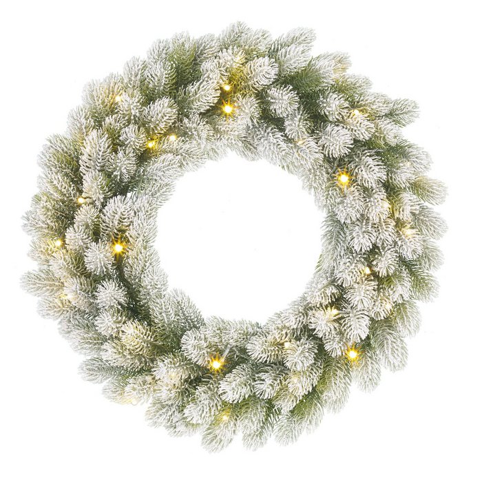 Pack Noël Nagoya Vert Neige 210 cm Sapin + Guirlande + Couronne