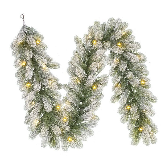 Pack Noël Nagoya Vert Neige 90 cm Sapin + Guirlande + Couronne