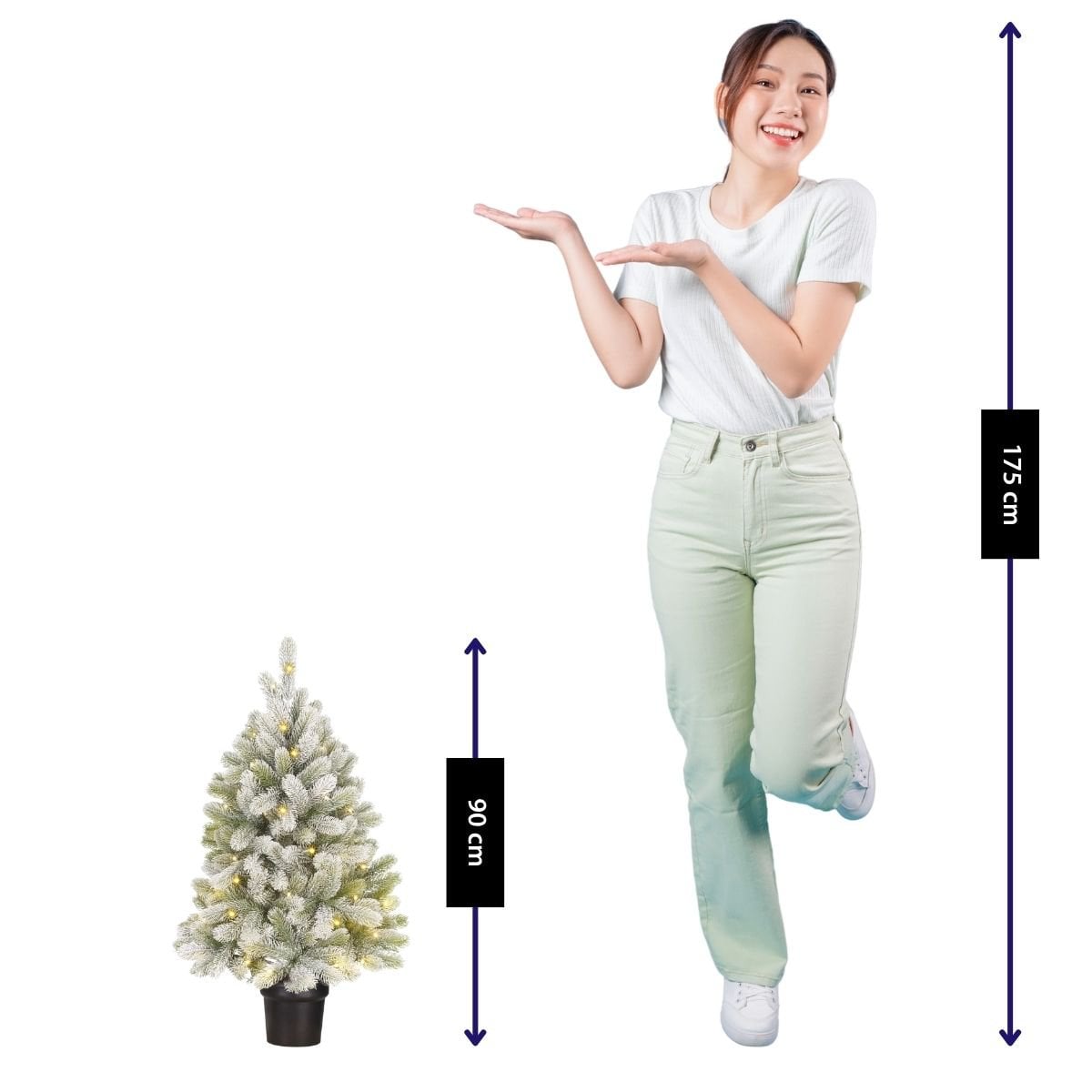 Sapin de Noël artificiel Nagoya Vert Neige 90 cm