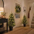 Pack 2 Sapins de Noël 90 cm + Couronne Ø45 cm artificiel Creston Vert