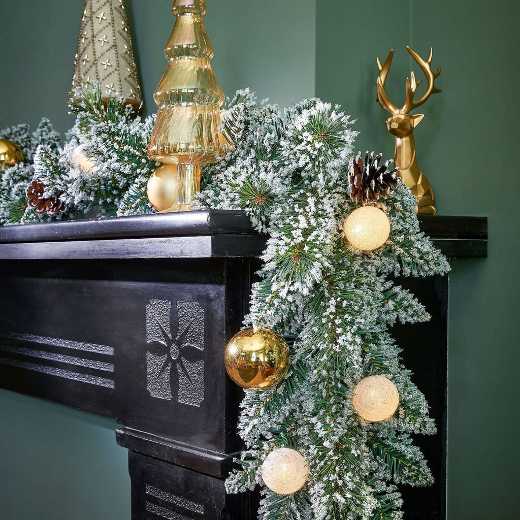 Pack Noël 2 Kaprun Blanc Chaud 180cm Sapin + Guirlande + Couronne Ronde