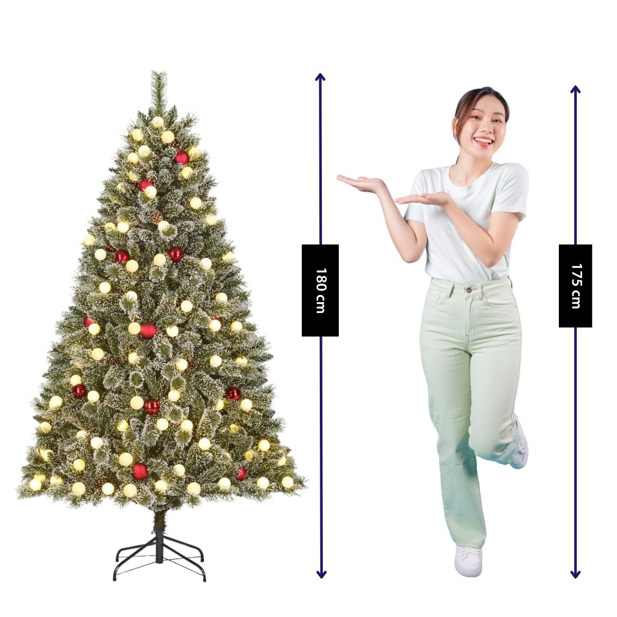 Pack Noël 2 Kaprun Blanc Chaud 180cm Sapin + Guirlande + Couronne Ronde
