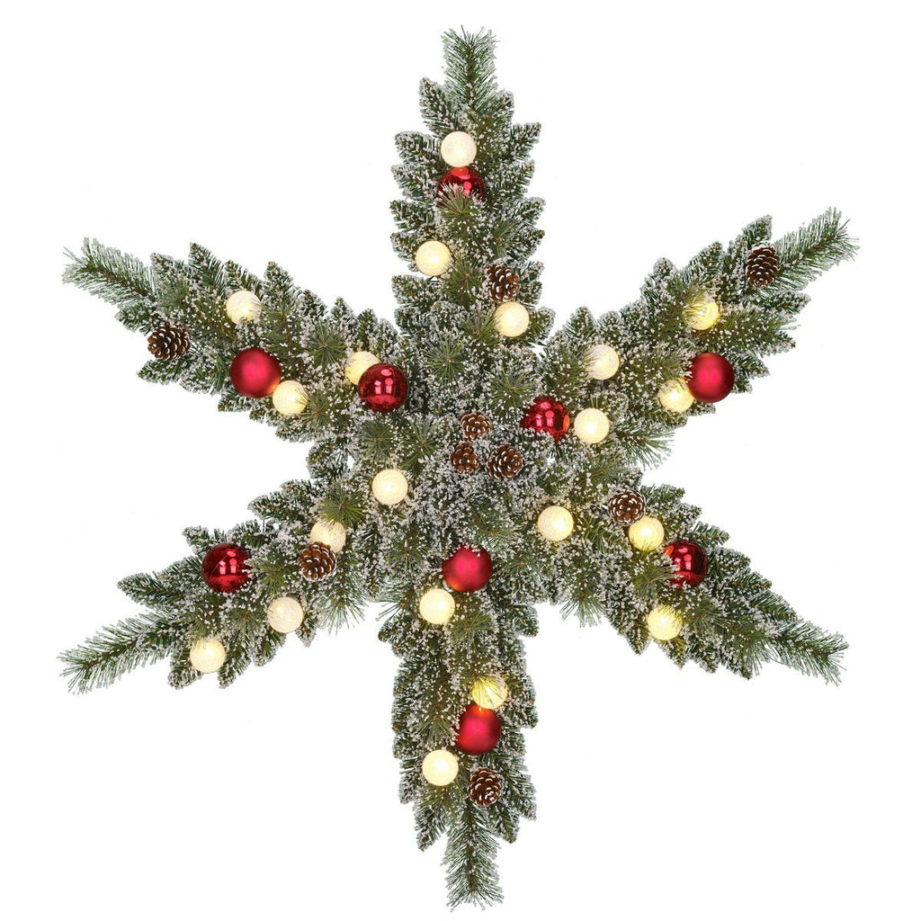 Pack Noël 1 Kaprun Blanc Chaud 180cm Sapin + Guirlande + Couronne Étoile