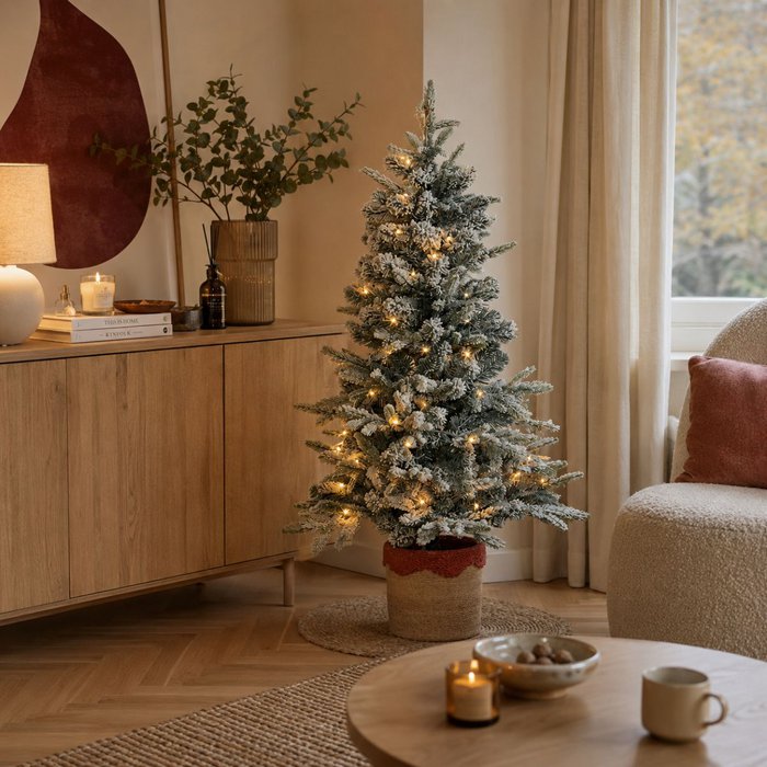 Pack Noël Grimshaw Blanc Chaud Sapin 120 cm + Guirlande 270 cm