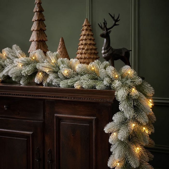Pack Noël Nagoya Vert Neige 210 cm Sapin + Guirlande + Couronne